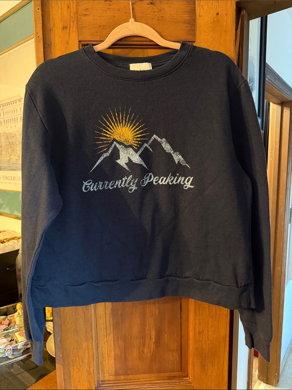 Sub_Urban Riot Navy 'Currently Peaking' Crewneck with Yellow & Silver Graphic